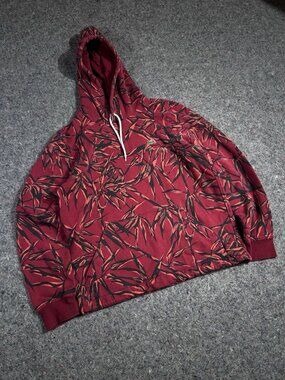 Lacoste Live Topographic Print Hoodie Sweatshirt Red  S Hooded Pullover